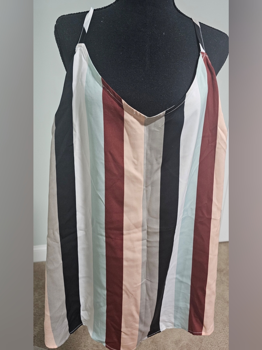 torrid Size 2 Striped Swing Cami in Rust, White & Sage